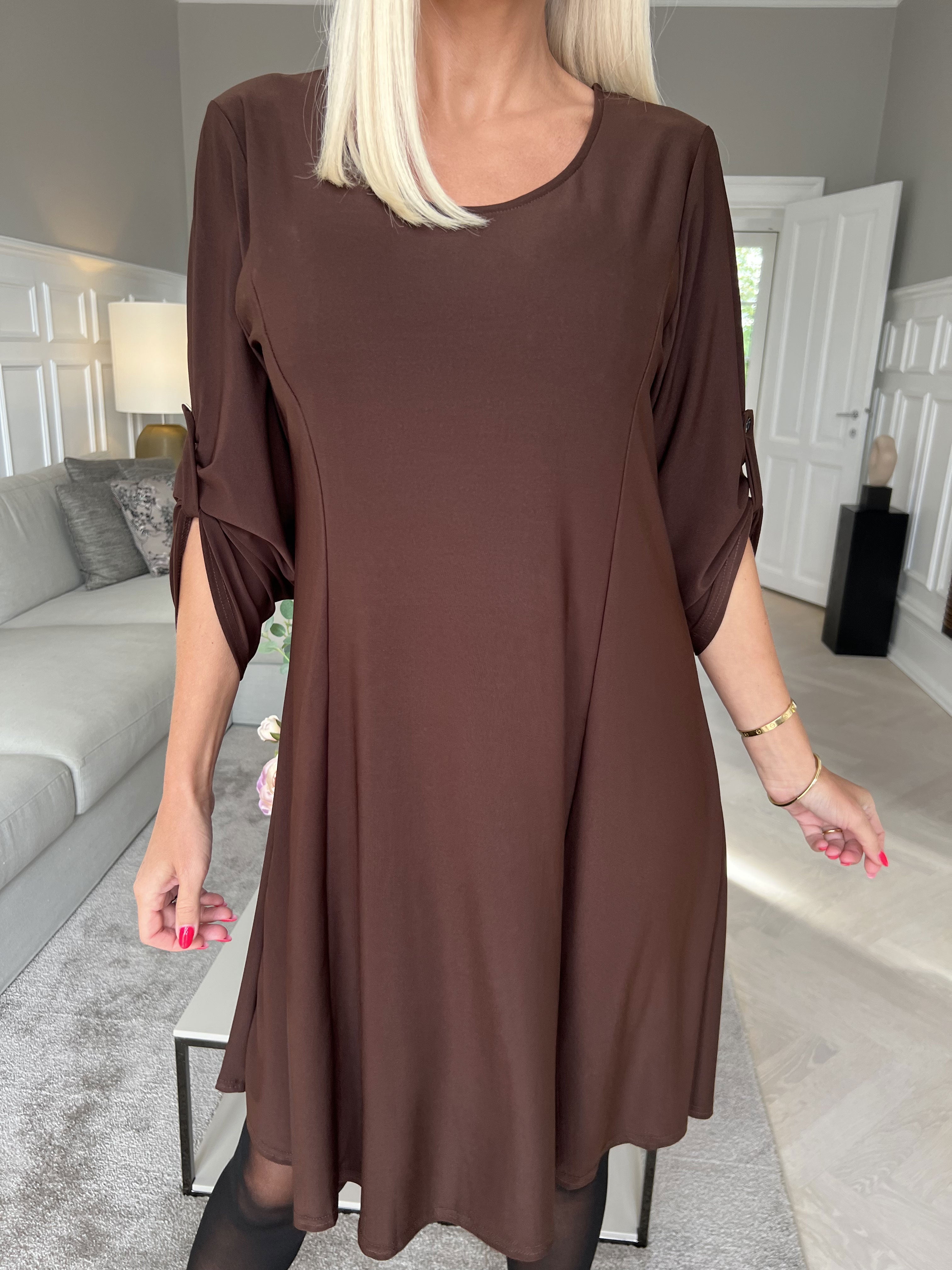 Maj Plain L/S - Elastisk ensfarvet kjole